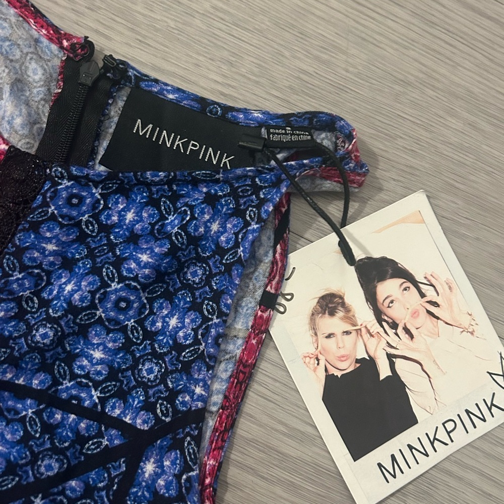 Mink Pink Patchwork Print Boho Chic Long Dress NWT - image 3